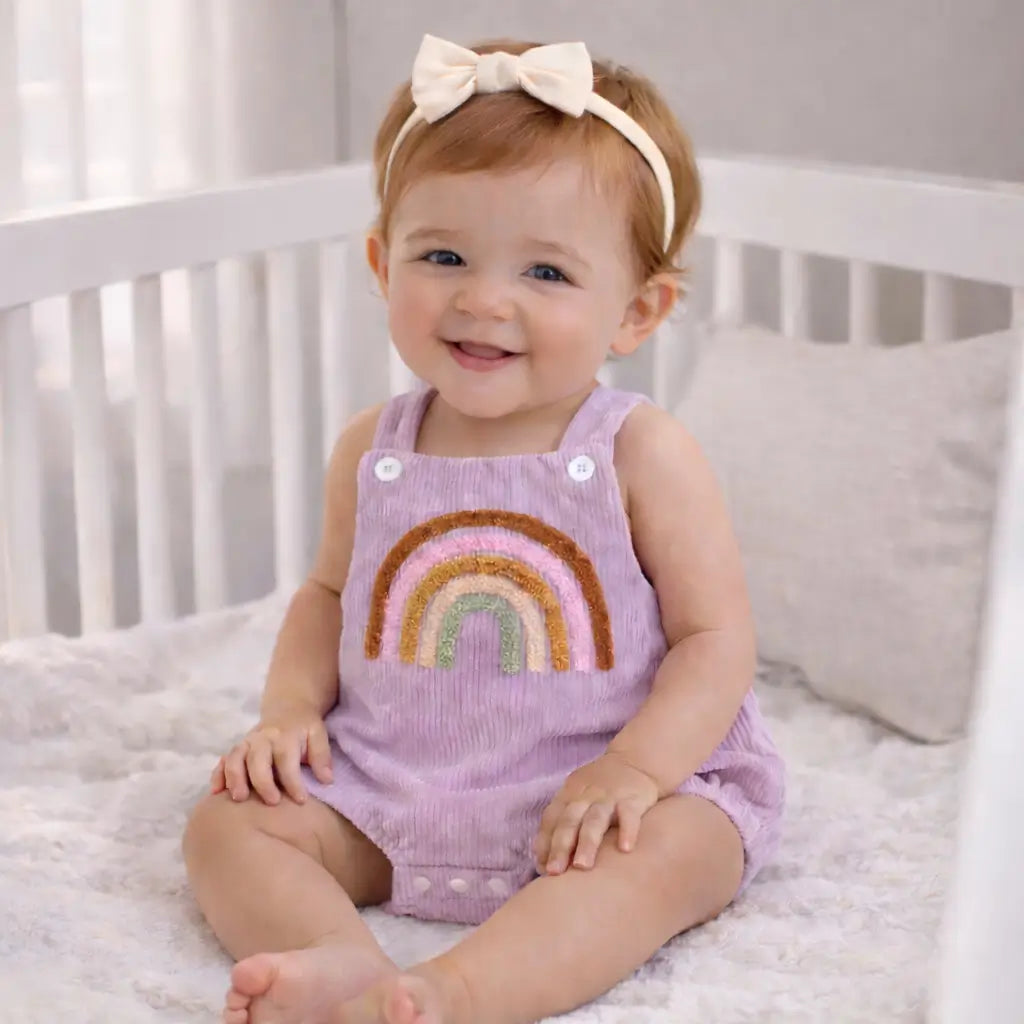 Macacão Bebê Menina Romper Lilás Arco-Íris